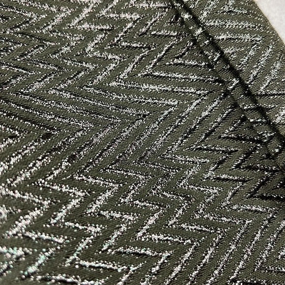 THREAD SOCIAL Cocktail Metallic Pleated SLV Bow Belt Sage Chevron Party Dress 4 - Picture 11 of 16